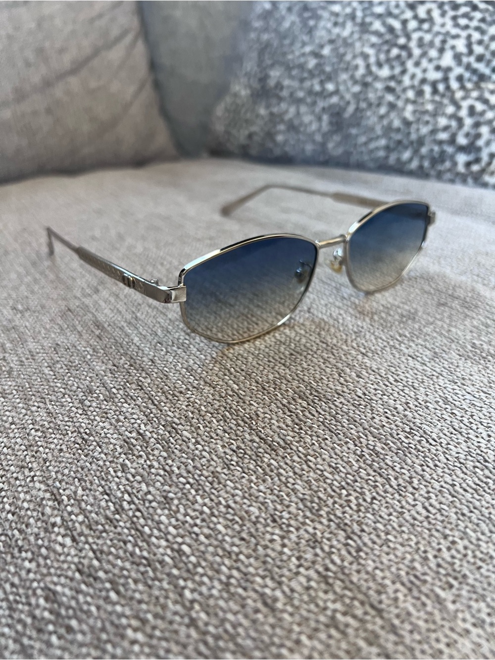Dior Silver Frame Blue Gradient Sunglasses